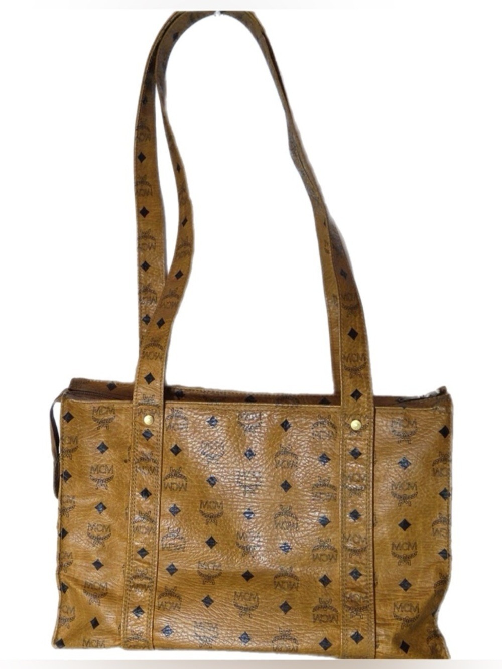 Vintage MCM Visetos Cognac Tote Shopper Bag Monogram Large - Picture 4 of 16